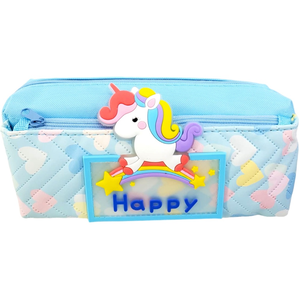 Happy Unicorn Pencil Pouch - Blue - No. 1889