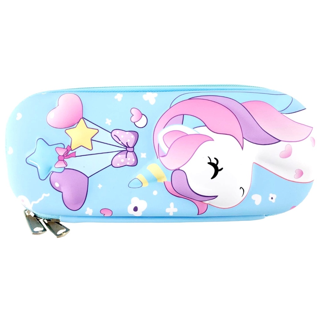 3D Unicorn Pencil Pouch - Blue - No. 5631