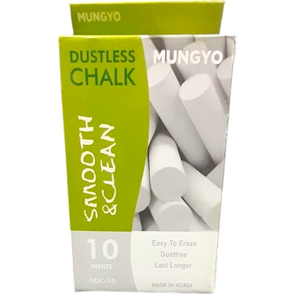 [2092309891227] Mungyo Dustless Chalk - White ADC-10