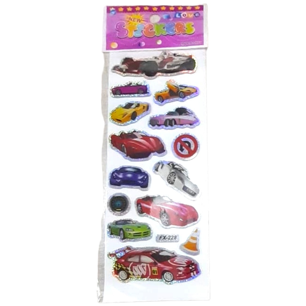 Cars Embossed Stickers FX-228 (Assorted Design)