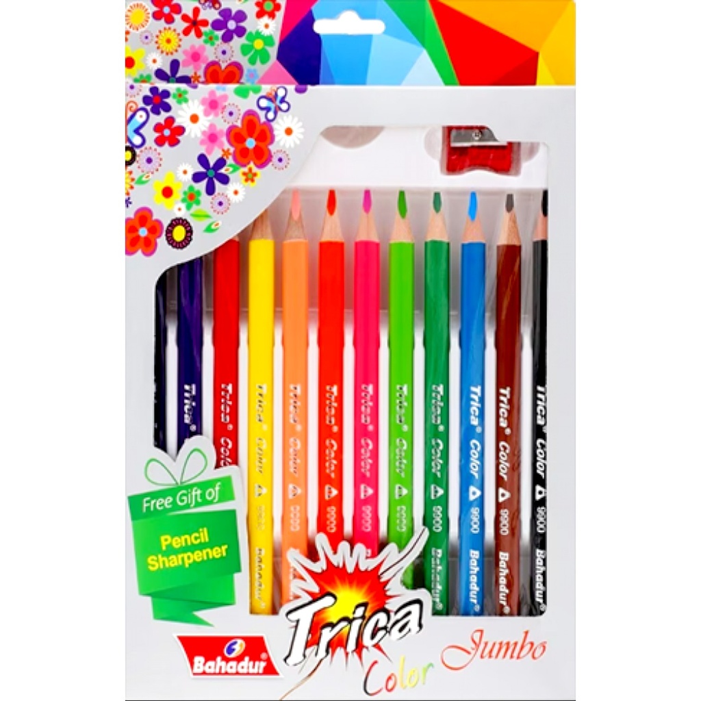 Bahadur Trica Jumbo Color Pencils - 12 Color