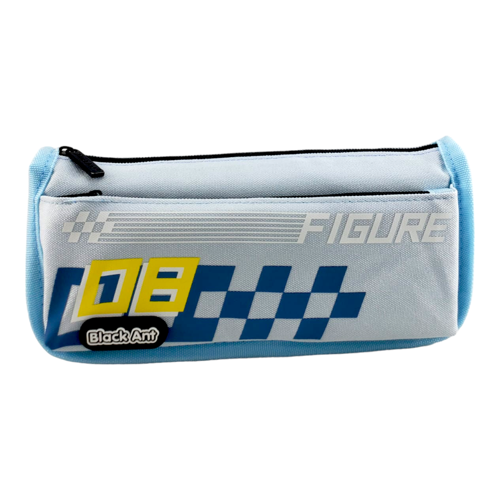 Figure Double Zipper Pencil Pouch - No. 6609 - Sky Blue