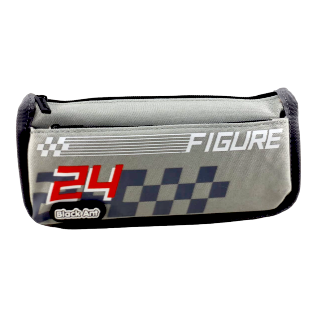 Figure Double Zipper Pencil Pouch - No. 6609 - Grey