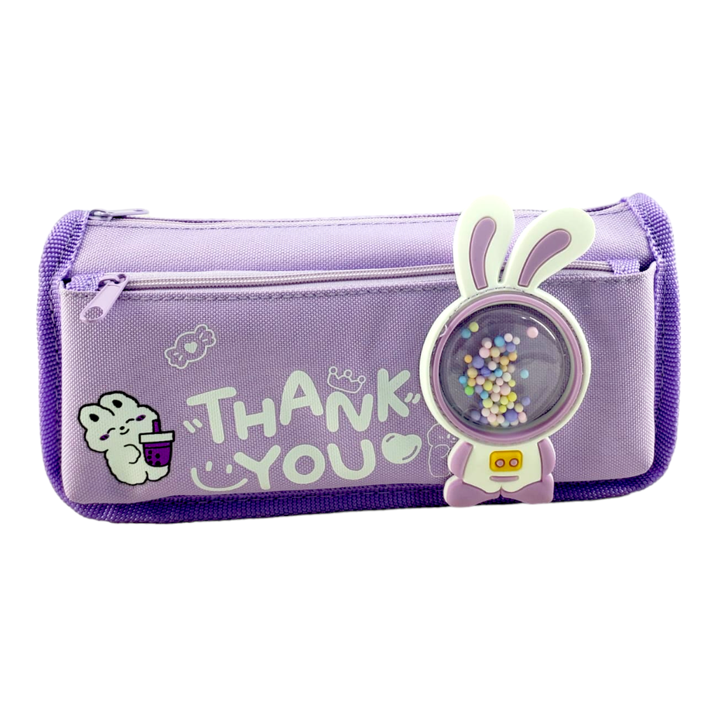 Thank You Double Zipper Pencil Pouch - No. 6999 - Purple