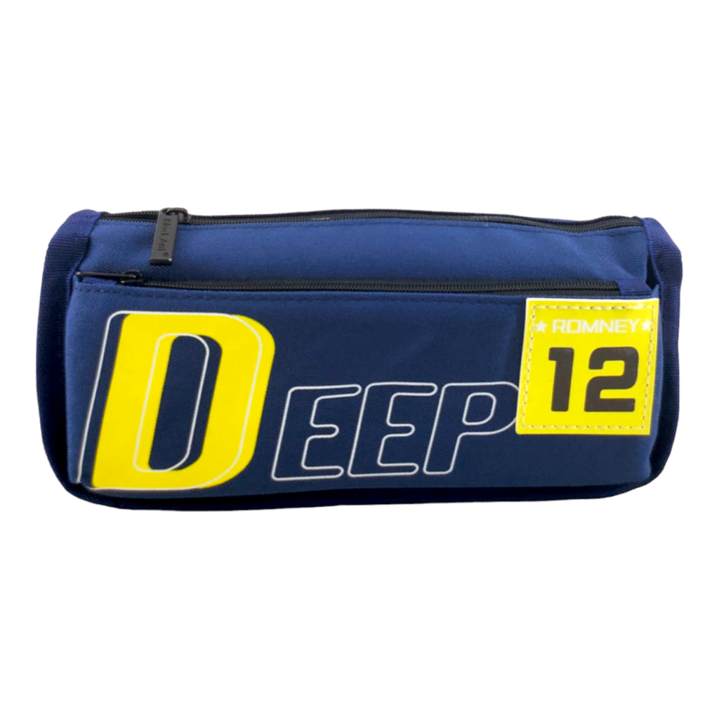 Deep Double Zipper Pencil Pouch - No. 2259 - Dark Blue