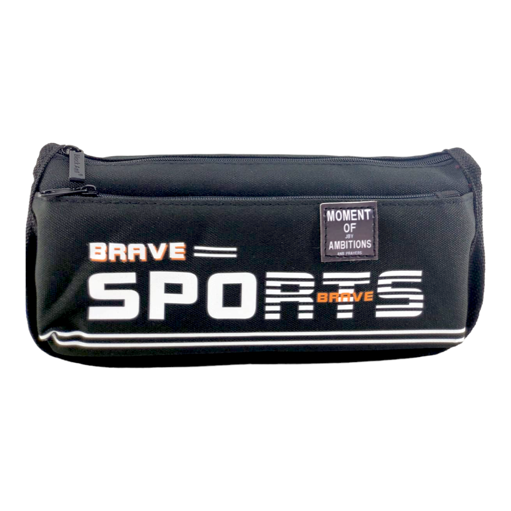 Brave Sports Double Zipper Pencil Pouch - No. 6601 - Black