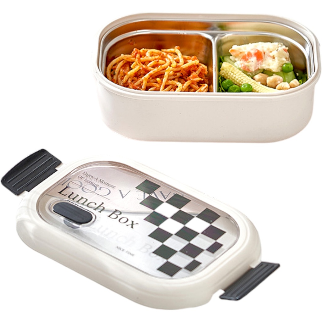 Enjoy A Moment Stainless Steel Lunch Box - Double Compartment - White | ML-6262