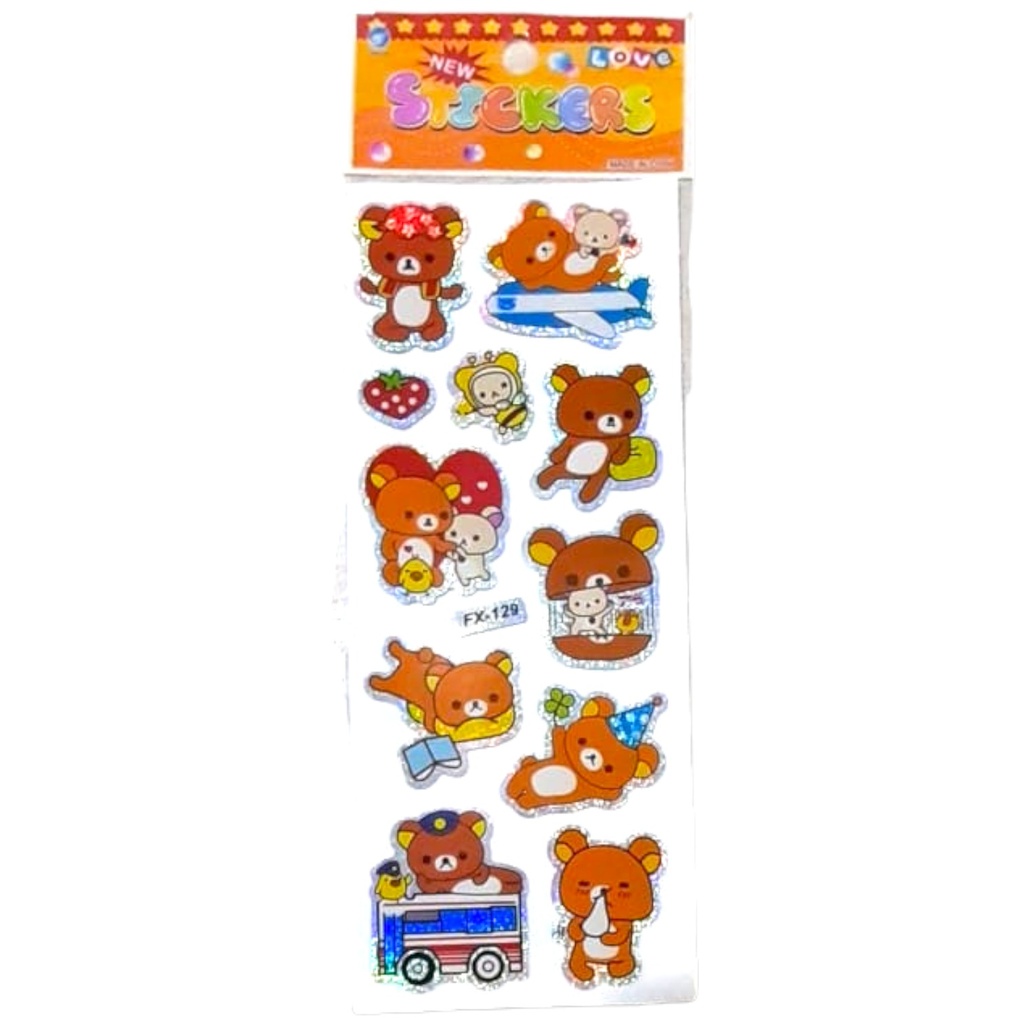 Bear Embossed Stickers FX-129 (Assorted Color)