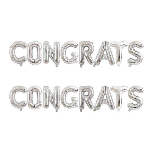 "CONGRATS" Foil Balloons - 26 inch - Silver
