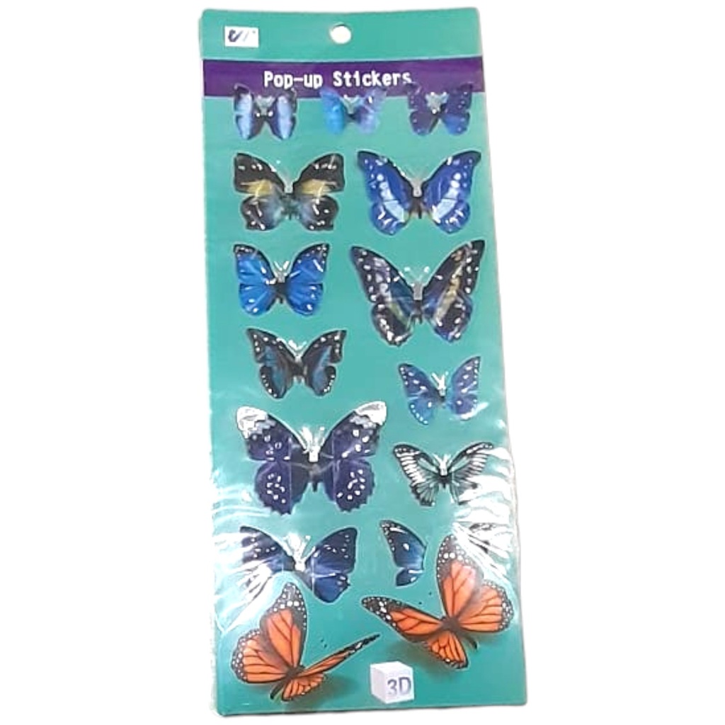 Pop-up Butterfly Stickers 3D - Blue