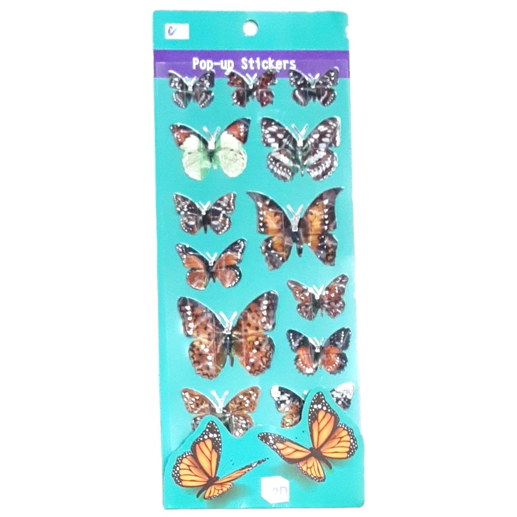 Pop-up Butterfly Stickers 3D - Brown