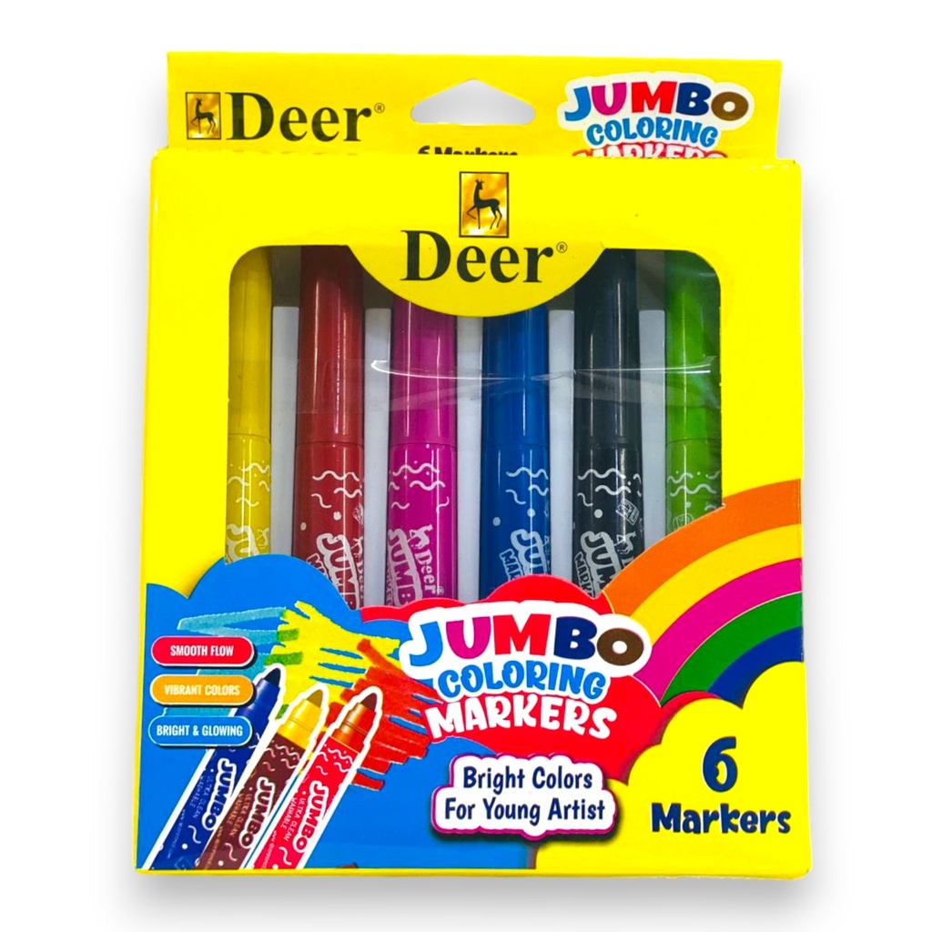 Deer Jumbo Colouring Markers - 6 Colors - 90009