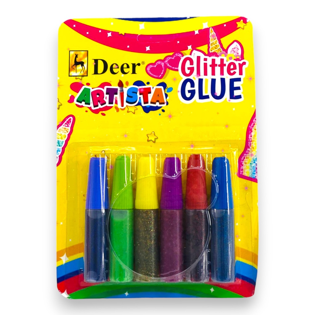 Deer Glitter Glue Tube Blister - GG6 - 6Pcs