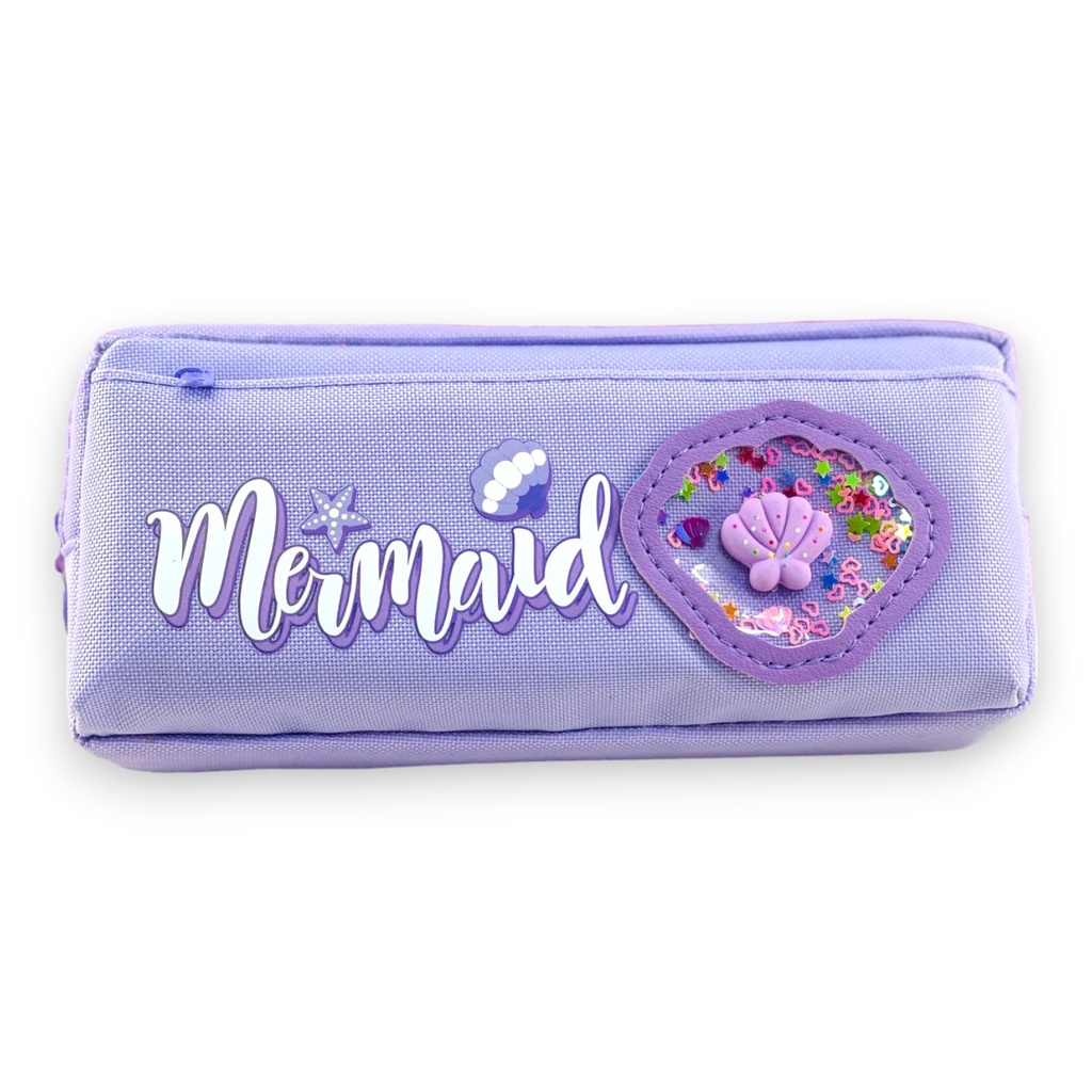 Mermaid Double Zipper Pencil Pouch - No. 2160 - Purple