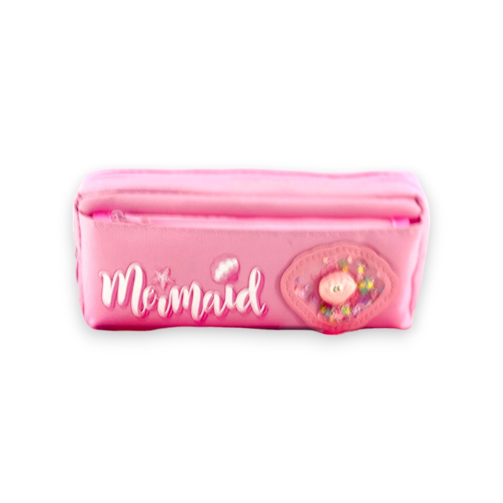Mermaid Double Zipper Pencil Pouch - No. 2160 - Pink
