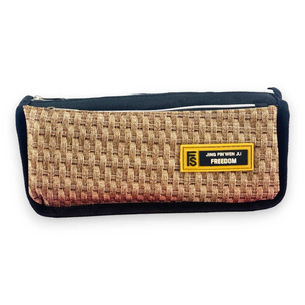 Freedom Double Zipper Pencil Pouch - No. 8037 - Brown