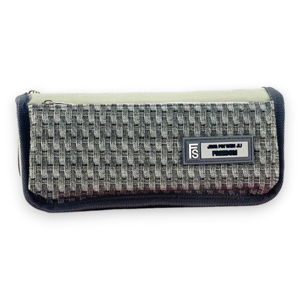 Freedom Double Zipper Pencil Pouch - No. 8037 - Grey