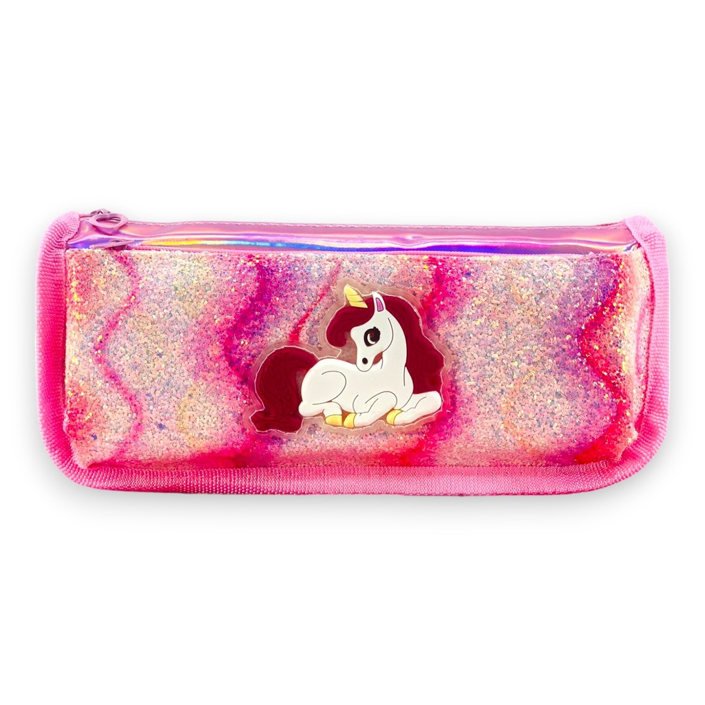 Unicorn Double Zipper Pencil Pouch - No. 8051 - Pink