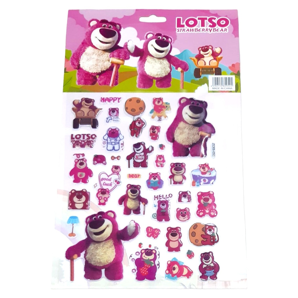 Lotso Strawberry Bear Embossed Stickers (ZC66-056)
