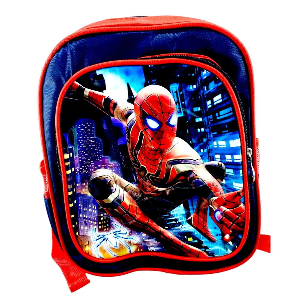 Spiderman School Bag - Blue/Red - Class - 1 - 2 ( MADE IN PAKISTAN )