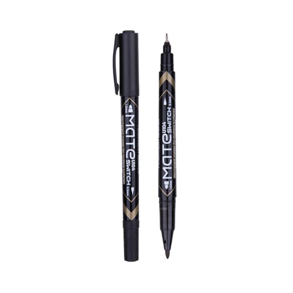 [6921734940667] Deli Mate Double Marker - Black - 0.5mm | 1.0mm - 1 Pcs - No. U104-20