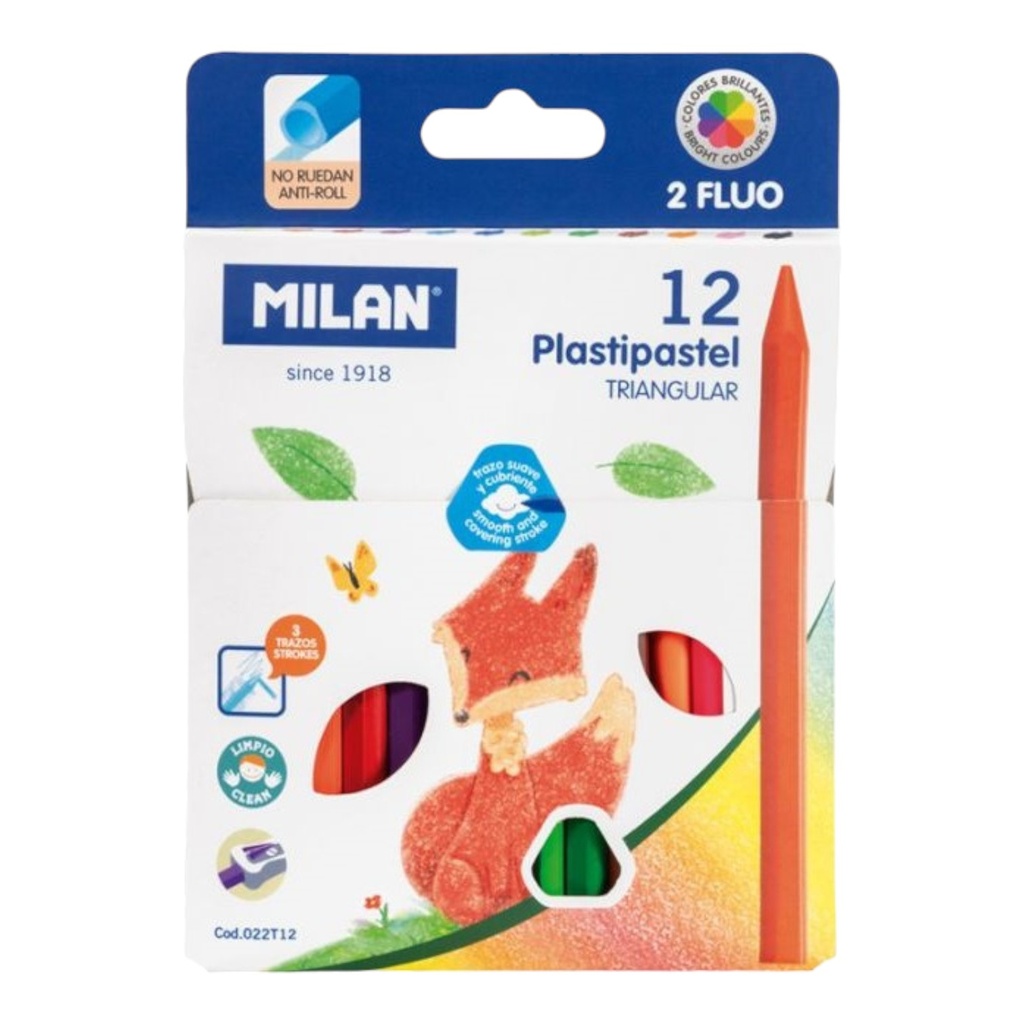 [8411574088806] Milan Plastipastel Traiangular - 12Pcs
