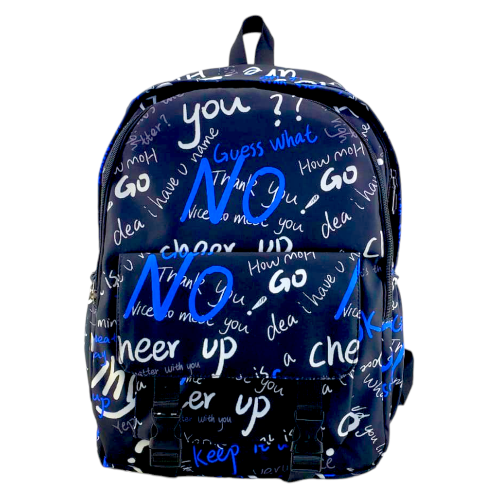 No No Text Designed School Bag - Black