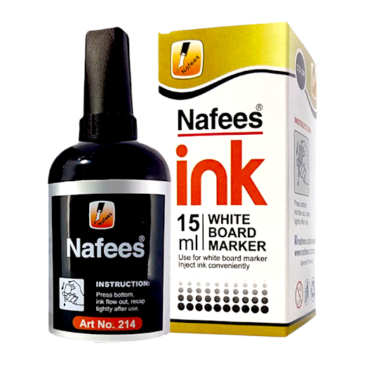 [6233379243141] Nafees White Board Marker Ink 90ml (Black)