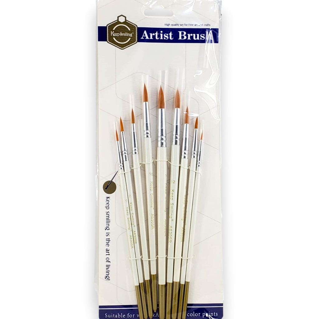 Round Paint Brush - Pack of 9 - No. A6305R