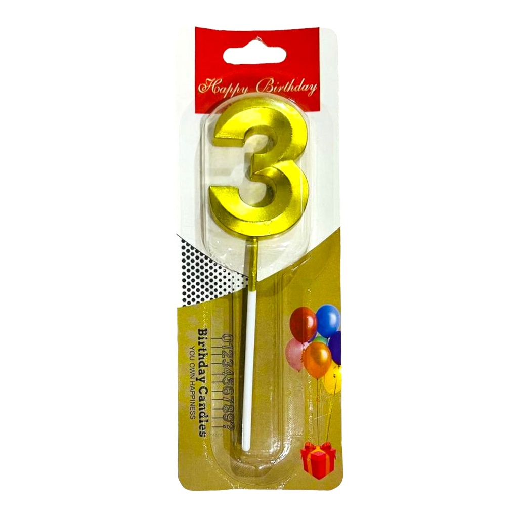 Numeric Candle "3" - Golden