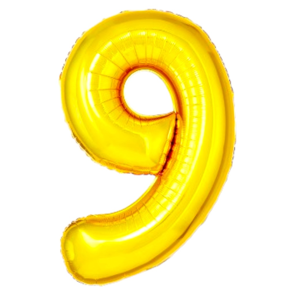 Golden Foil Balloon Number 9