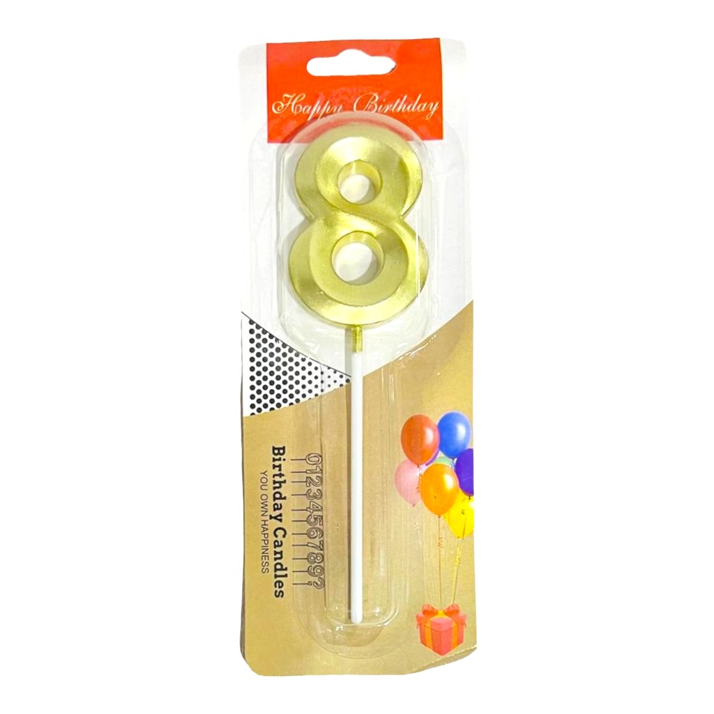 Numeric Candle "8" - Golden