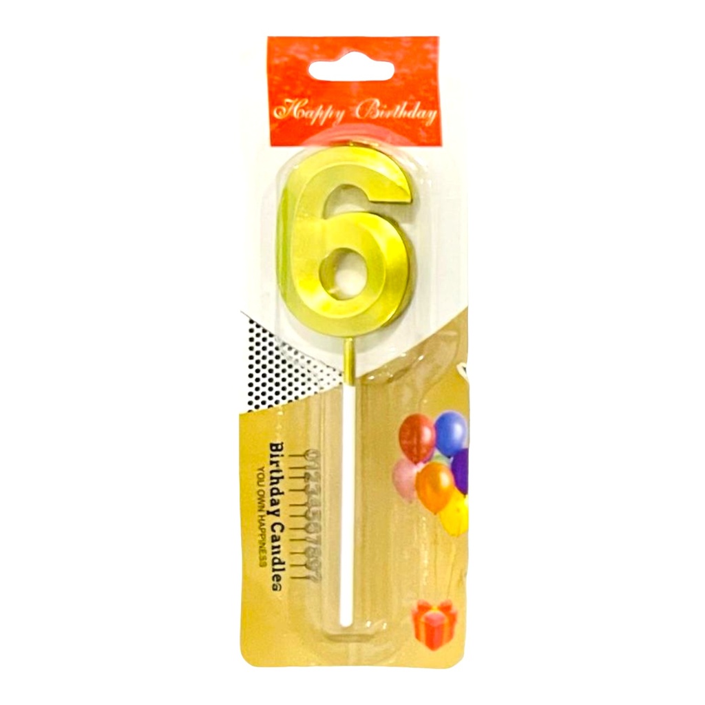 Numeric Candle "6" - Golden