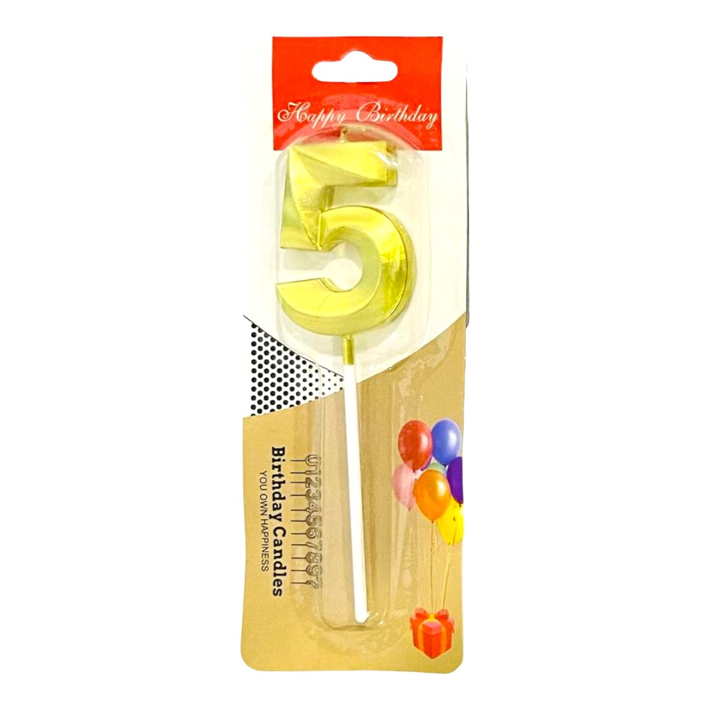 Numeric Candle "5" - Golden
