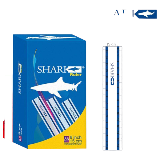 [4251286802895] Shark 6 Inch Transparent Plastic Scale