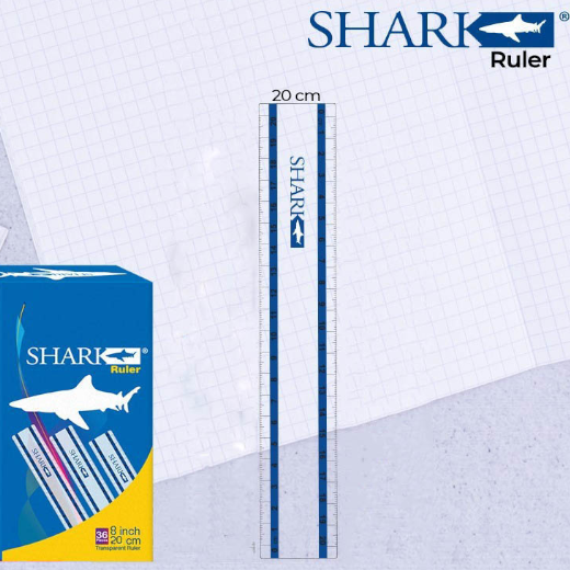 Shark 12 Inch Transparent Plastic Scale