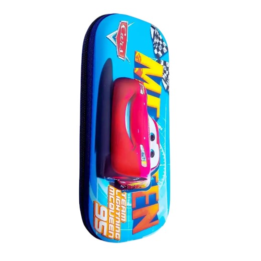 3D Cars Single Zipper Pouch - Black - 8206 Assorted