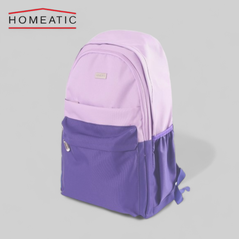 Homeatic Dual Colour School Bag - Dark Purple/Light Purple - 5007