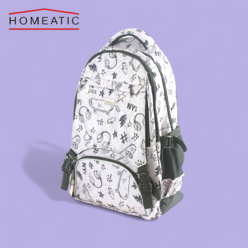 Homeatic Small Cheque Design School Bag - Black/White - 5004