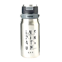 Fashion Push Yourself Stainless Steel Water Bottle - Silver