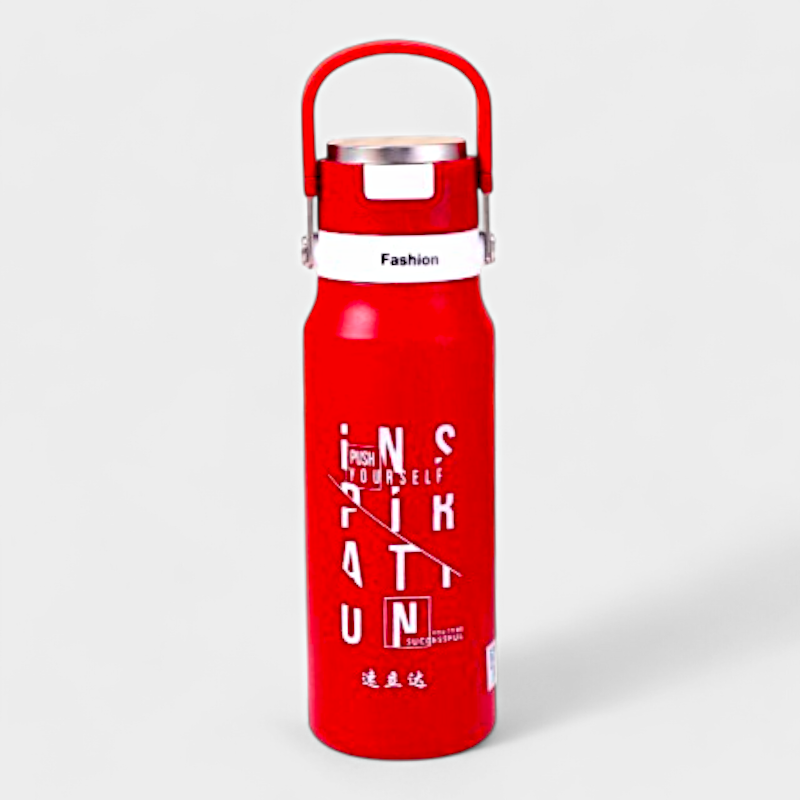 Fashion Push Yourself Stainless Steel Water Bottle - Red