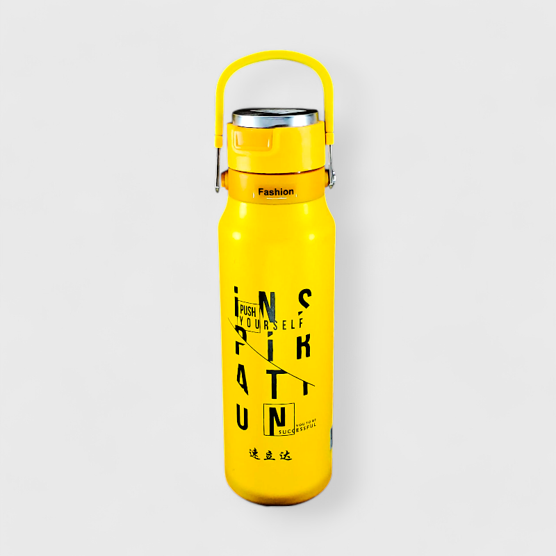Fashion Push Yourself Stainless Steel Water Bottle - Yellow