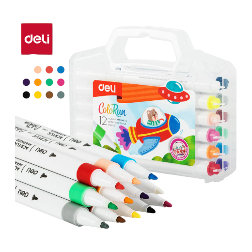 [6942233634260] Deli - Colour 12 Acrylic Markers - No. C189-12