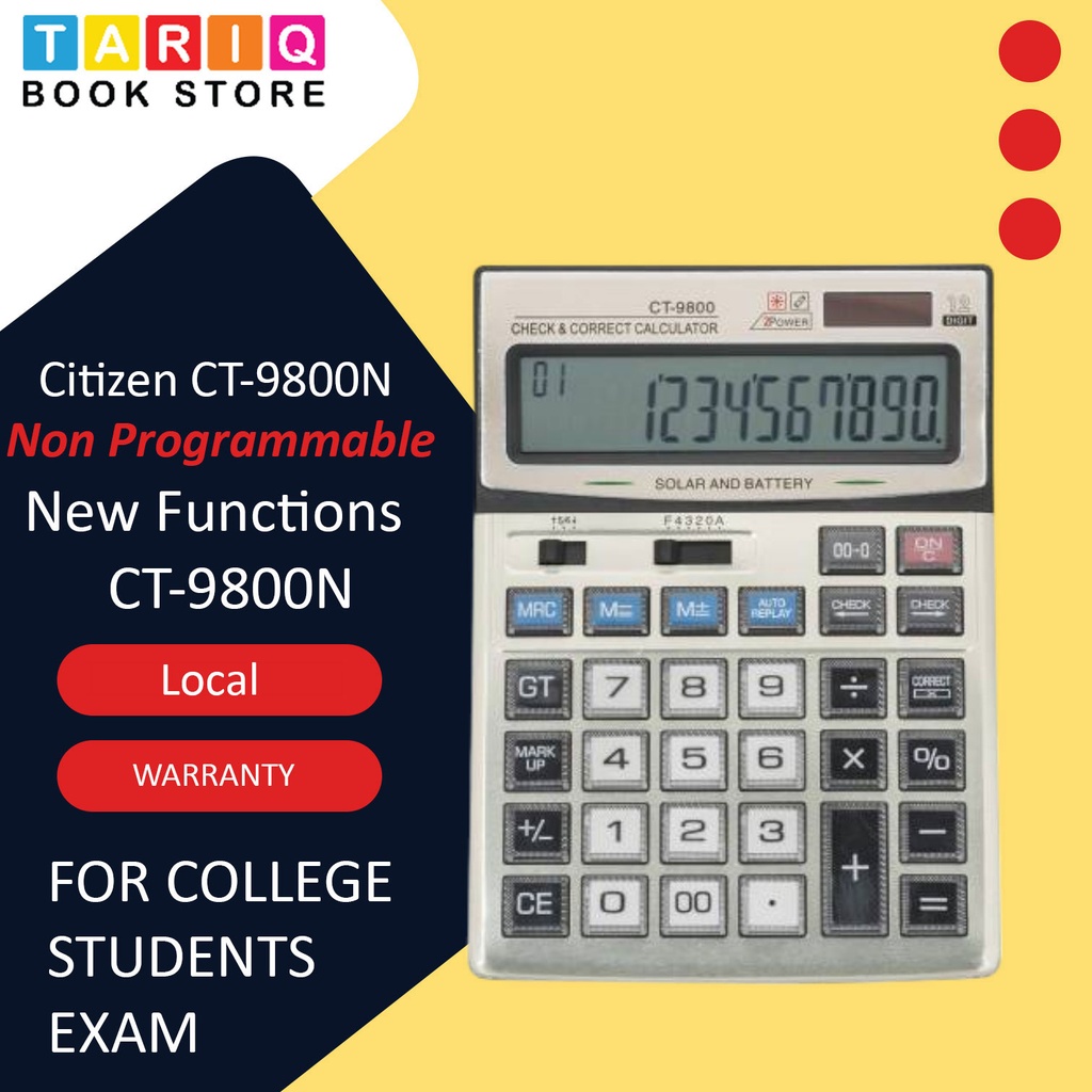[6971050220981] Citizen Superior Calculator - 14 Digits - No. CT-9800N