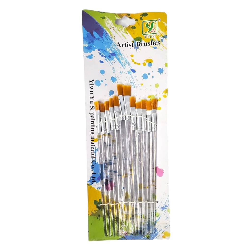 Artist Flat Brushes - Pack of 12 - Yu Si