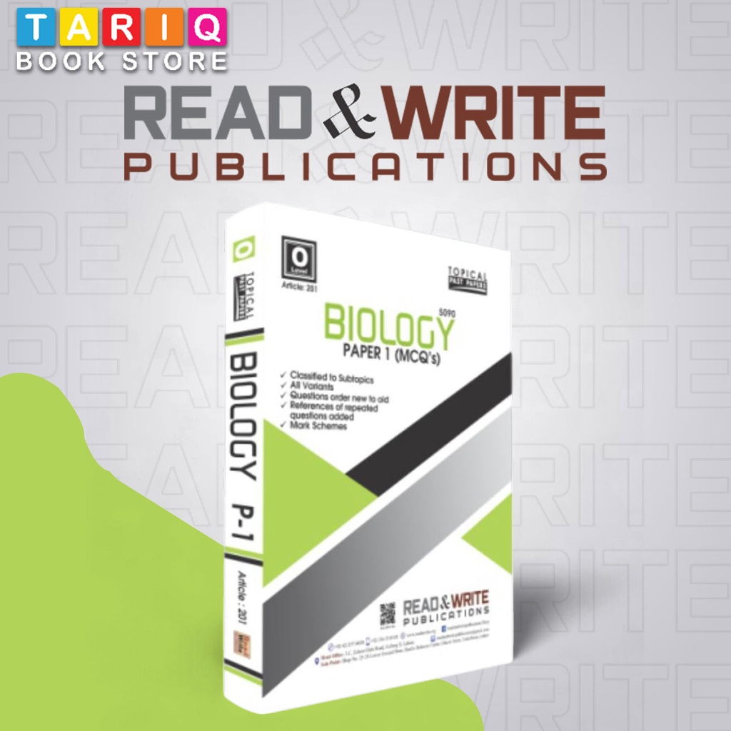 Read & Write O Level Biology Paper 1 Topical MCQ’s (Year: Updated till 2023) - By Editorial Board - No. 201