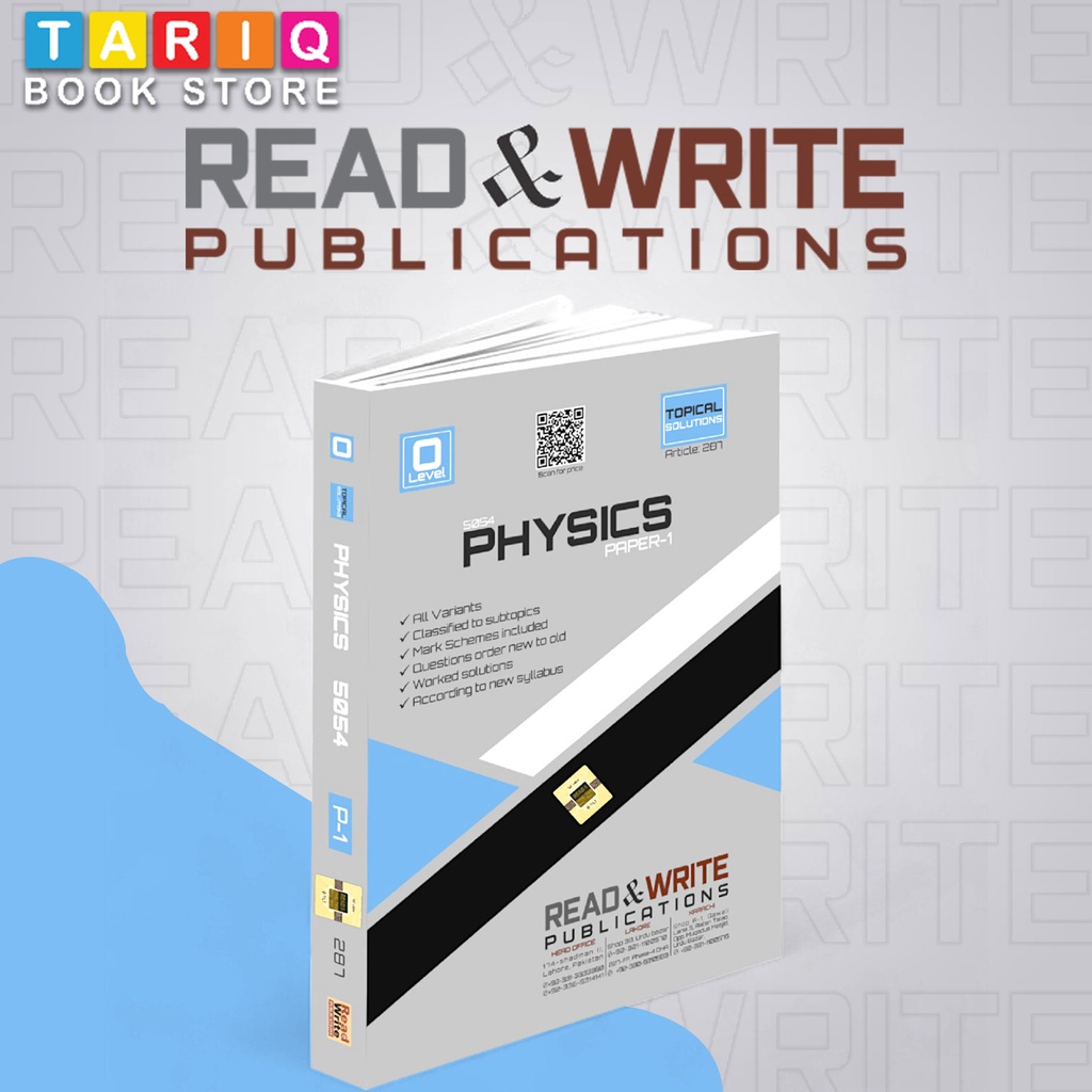 Read & Write O Level Physics Paper 1 (MCQ’s) Topical Past Papers (Updated Till 2023) - By Editorial Board - No. 287