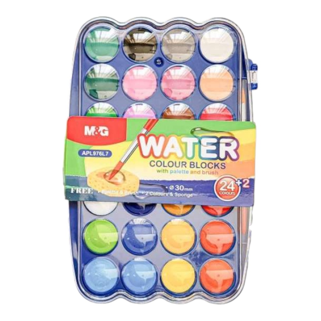 Water Colour Blocks With Palette & Brush- Pack of 26 - No.APL976L7 - M&G