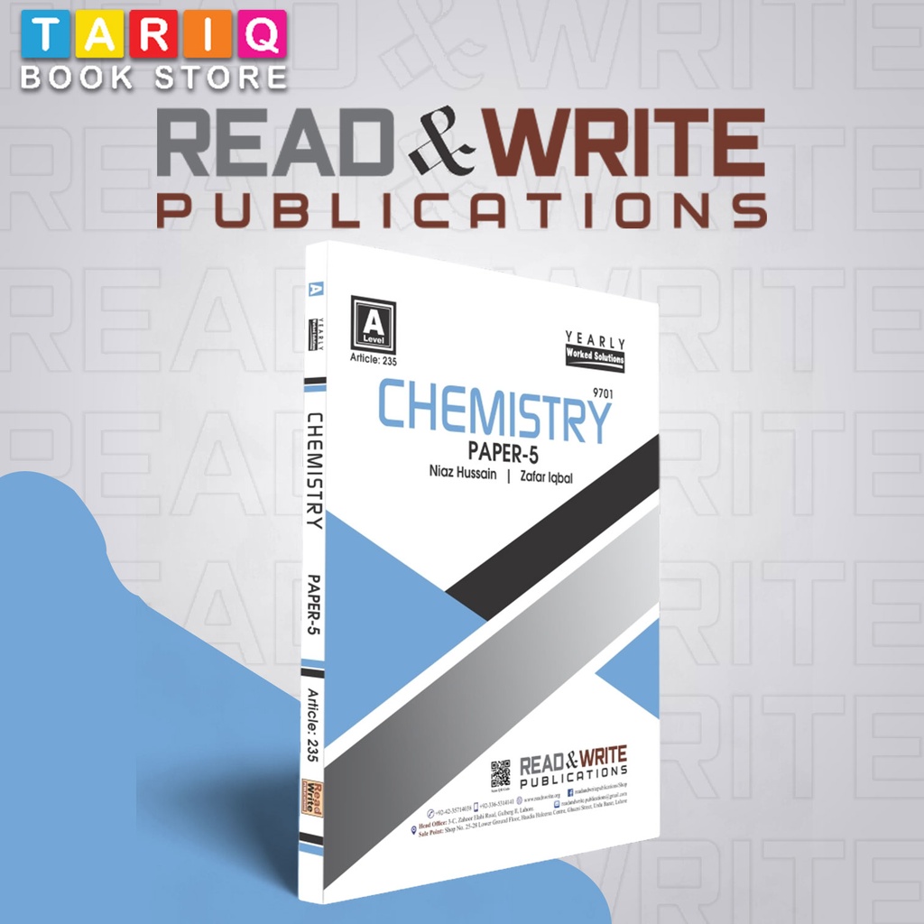 Read & Write A Level Chemistry Book Paper 5 Yearly worked solutions (Updated Till (2010 - 2017) - By Niaz Hussain, Zafar Iqbal - No. 236