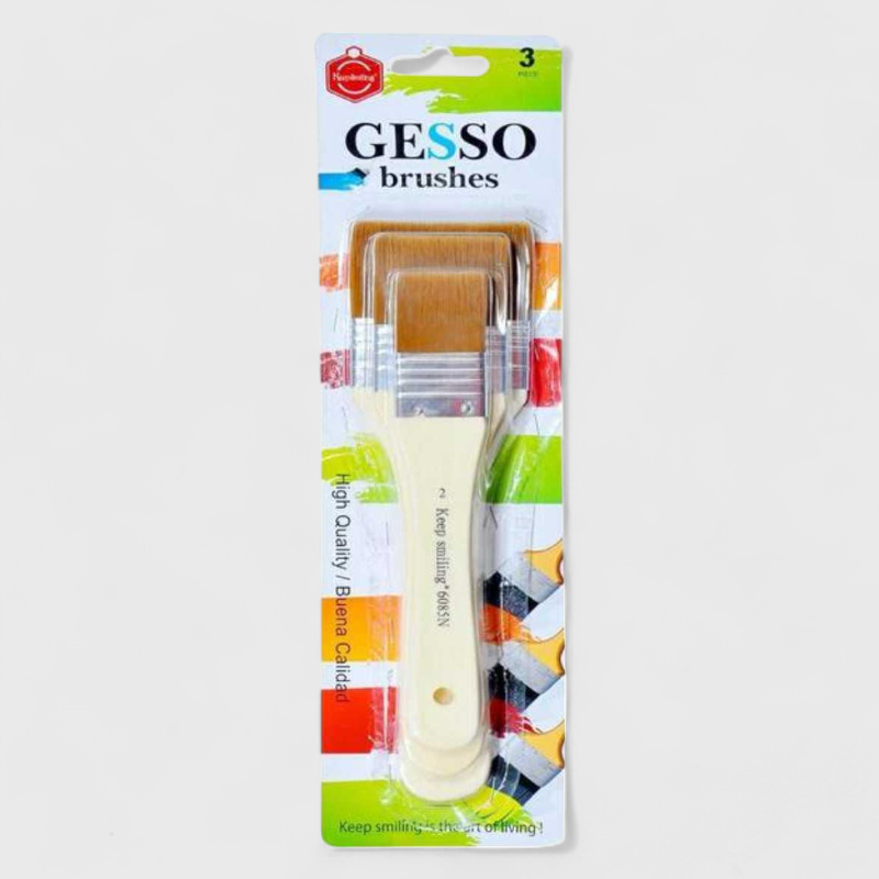 Keep Smiling Gesso Brushes Set - 3Pcs